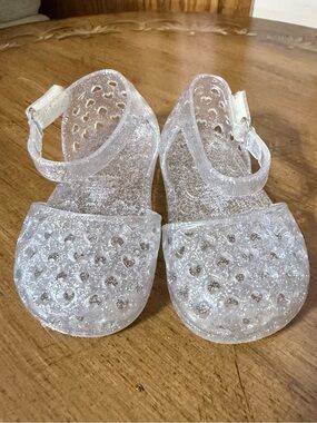 2 for$10 Kids Clear Glitter Jelly Sandals with Heart Cutouts